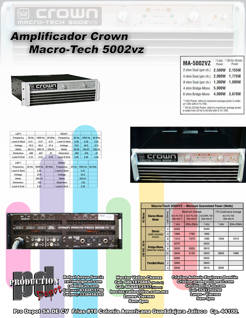 Crown社のパワーアンプ「Macro-Tech 2400」　　2台セット □□AMCRON MACRO-TECH 5002VZ 業務用 パワーアンプ MA-5002VZ