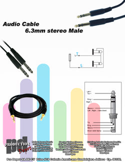 AUDIO CABLE 6.3MM STEREO MALE