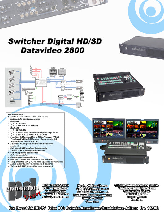 SWITCHER DIGITAL HD/SD DATAVIDEO 2800